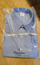 Brooks Brothers Non-Iron Traditional Fit 16-35 Blue White Striped Dress Shirt