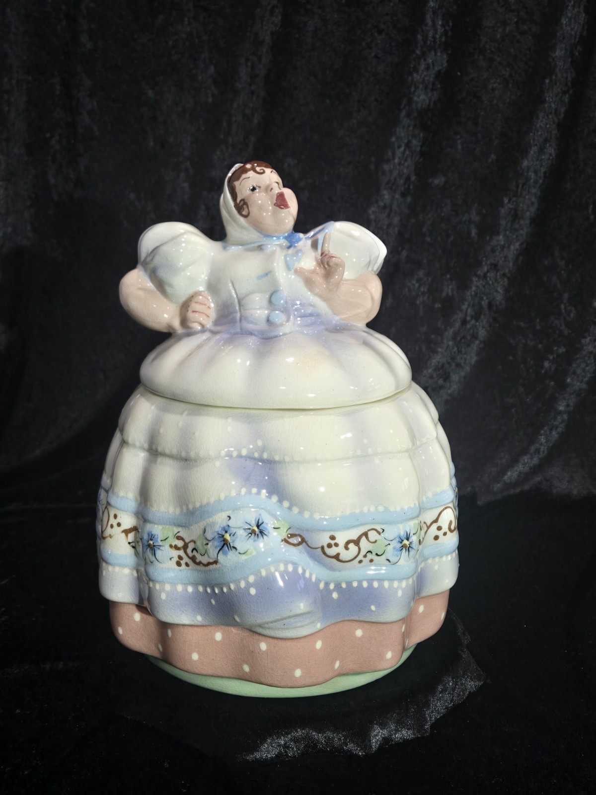 Helen Hutula Tat-L-Tale Cookie Jar Light Blue Dress 11.5