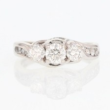 .85ctw Round Cut Diamond Three-Stone Engagement Ring 14k White Gold Size 6