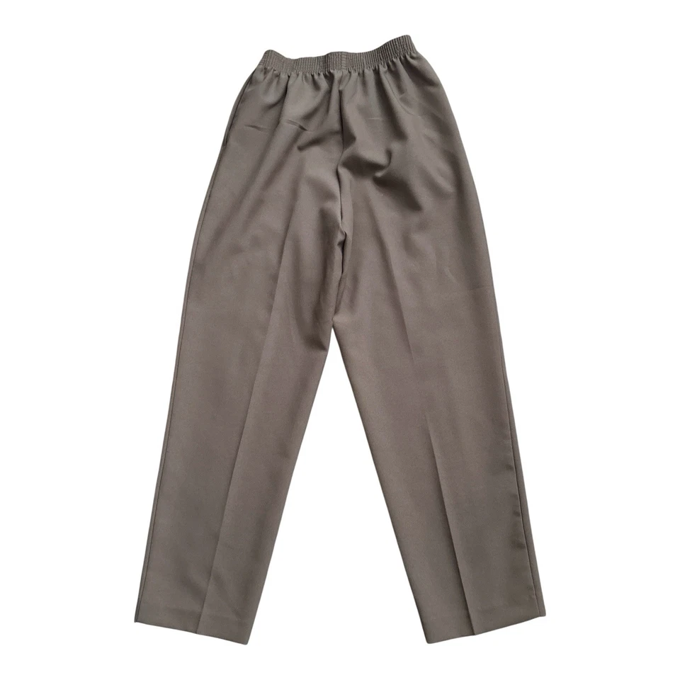 Pantalones de tiro alto vintage ALIA para mujer talla 10 marrón topo cintura elástica Foto 2 de 4