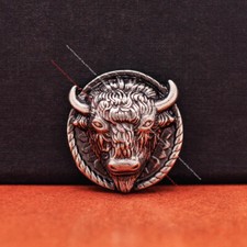 10PC Silver Huge Cow Buffalo Head Leathercraft Belt Western Saddle Tack Concho