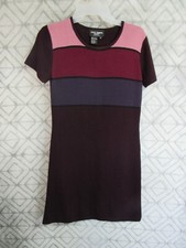 Saint Tropez West Sweater Dress Size S Multi Colors Short Sleeve Pull Over
