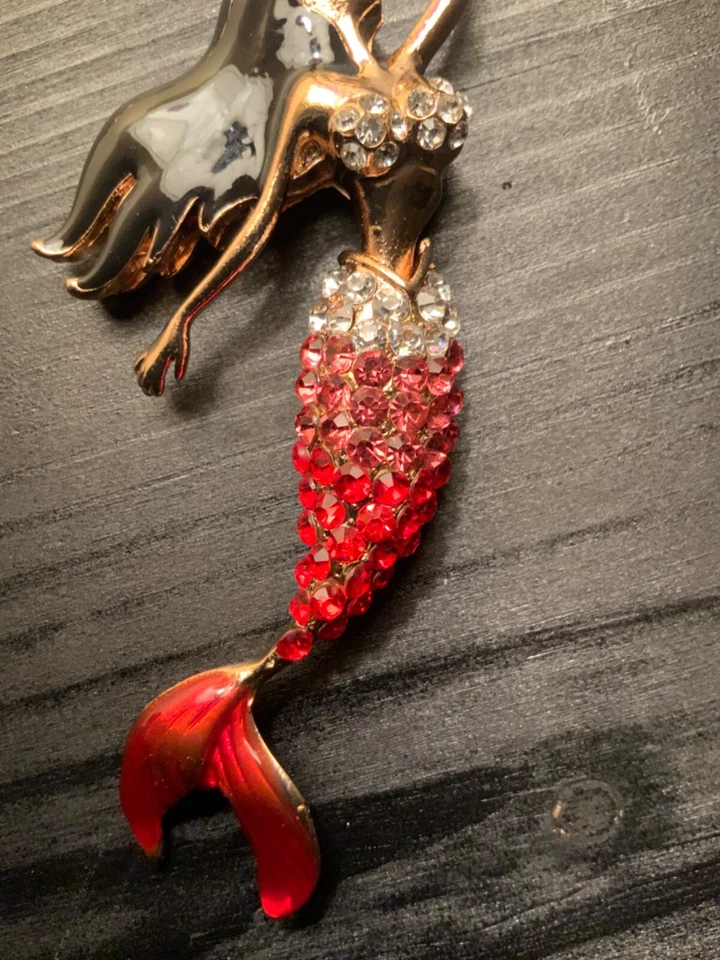 Betsey Johnson Red with Red Tail Mermaid Necklace  - Image 2 of 4