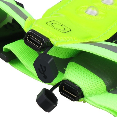 Reflective Green Illuminated Light Up Safety Vest Dusk Walking Running LED Bulb - Picture 4 of 16