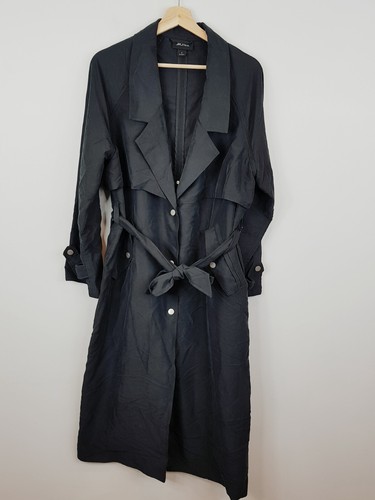 MONKI Womens Size S or 10 Black Belted Relaxed Trench Coat Jacket