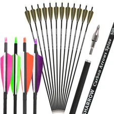 30" Carbon Arrow Archery SP500 4" Turkey Feather Recurvebow Compound Bow Hunting