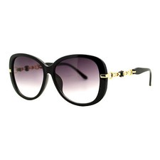 Womens Square Frame Sunglasses Classy Chain Temple Design UV 400
