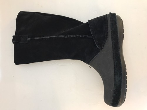 New Crocs Berryessa Boots Black Leather Suede Suede Women Boots Sz 4 - Picture 7 of 10