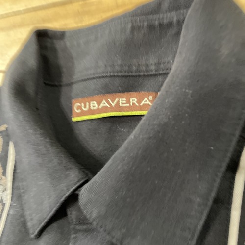 CUBAVERA Guayabero Shirt Men L Aztec Stripe Black Brown Cream Retro Cubano Money - Picture 19 of 19