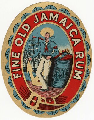 Ancienne étiquette Rhum Jamaïque N°633 - Label Français Vintage