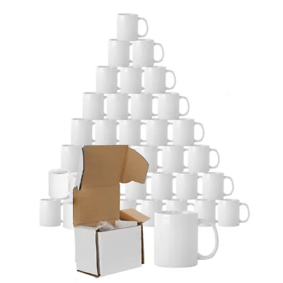 MARKENLOS 36 Stk. Sublimationstasse 11oz Weiße Keramiktassen für Sublimationsdruck mit Box
