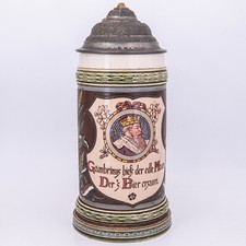 22.3 cm - Villeroy & Boch Mettlach 1/2 Beer Mug Humpe Gambrinus No. 1861 - around 1895