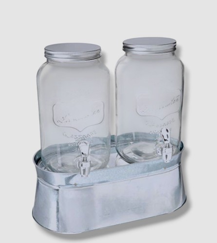 Circle Glass Clear Lancaster Mini Dual Elevated Drink Dispenser. - 第 1/4 張圖片