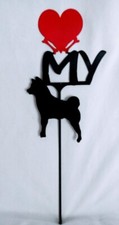 Shiba Inu Love (heart) Yard Sign Metal Silhouette Made in the USA