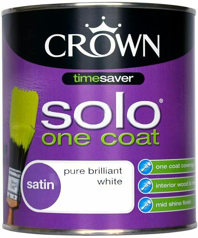 CROWN PAINTS FOR WOOD AND METAL GLOSS SATIN SOLO EGGSHELL ALL SIZES