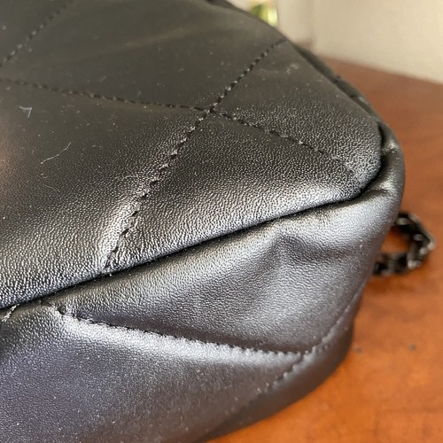 Real Leather | Black Flap Quilted Bag Ombre Chain Crossbody Purse *READ 2 - Picture 6 of 11