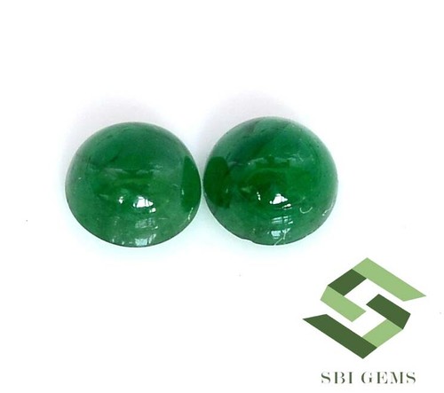 Certified Natural Emerald Round Cabochon Pair 4.75 mm 0.92 CTS Loose Gemstones - Picture 4 of 5