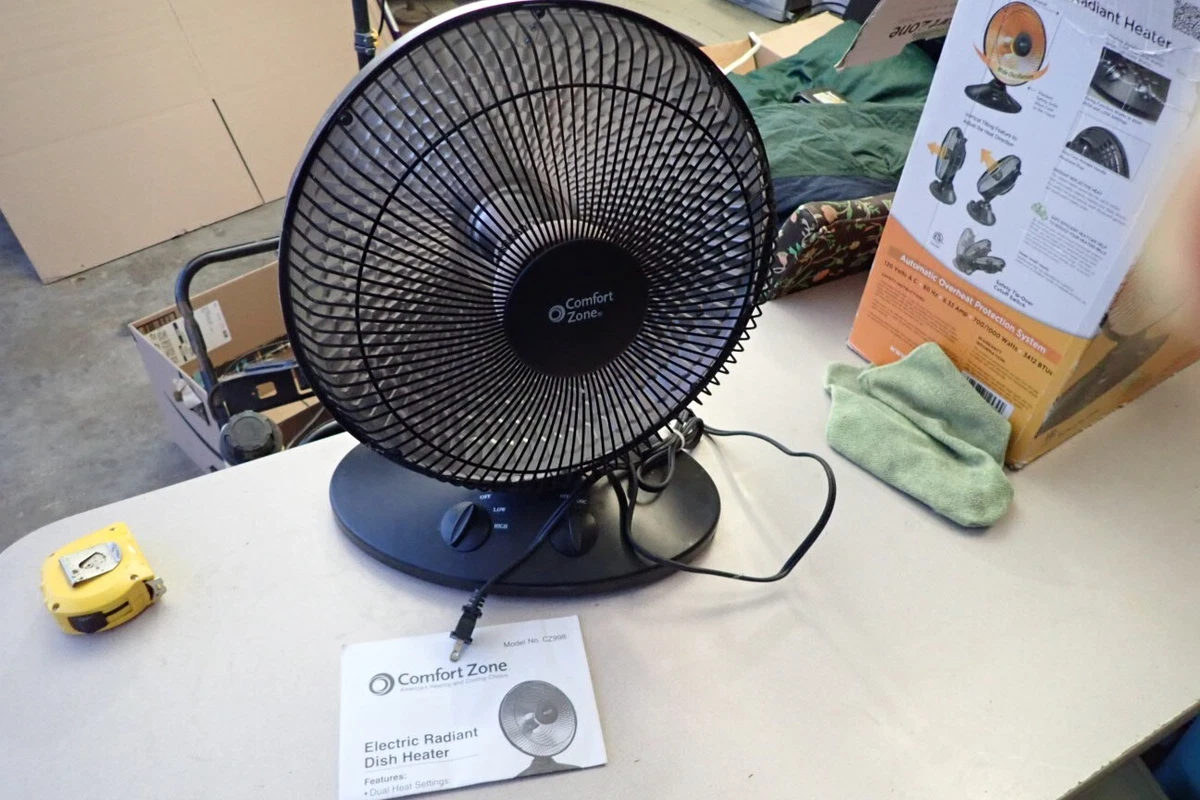 Comfort Zone Black Oscillating Parabolic Dish Radiant Heater CZ998 Low Use  Works 75877125392 | eBay