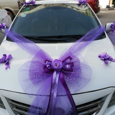 Kit Decorazioni Auto Matrimonio - 8 Fiori E 2 Veli Bianchi Con Ventose