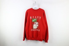 Vtg 90s Streetwear Womens XL Faded Teddy Bear Beary Merry Christmas Sweatshirt