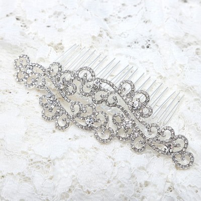 Vintage Style Motif Diamante Bridal Hair Comb Headpiece Wedding