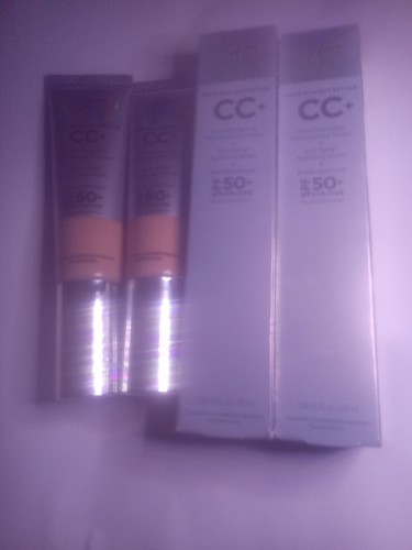 Pack of 2) IT Cosmetics CC+ Color Correcting Full Coverage Cream SPF 50+ Medium