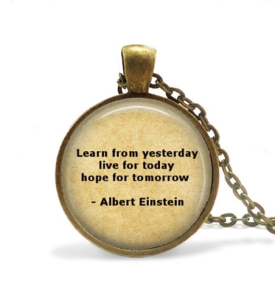QUOTE WORD HOPE LEARN EINSTEIN pendant female men 20'' necklace FREE $10 GIFT 