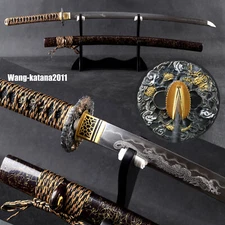 40''Clay Tempered Folded T10 Gold Dragon Katana Japanese Samurai Sharp Sword New