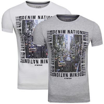 TOM TAILOR Denim Herren Basic T-Shirt Mit Print – Lässiges Shirt Aus Weichem Single Jersey, Größen XS Bis XXL