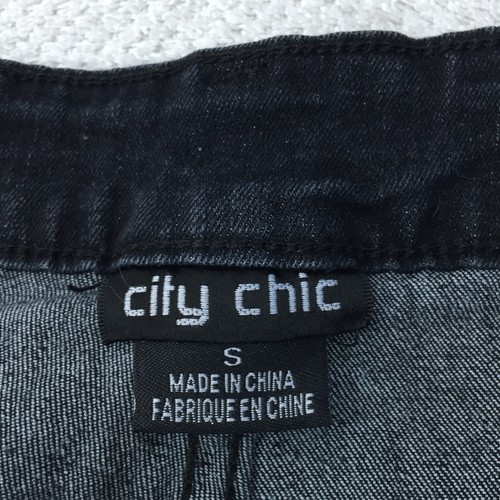 City Chic womens denim skirt plus size S black trumpet mini cotton 108581 - Picture 6 of 11