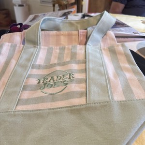 Trader Joe's Striped Mini Canvas Totes Summer Collection NEW 2026 Mint Green