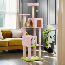 62" Multi-Level Cat Tree for Indoor Cats, Cat Tower with Cozy Cat Condo and Top