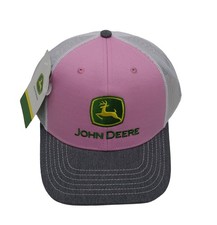 John Deere Pink/Grey/White Mesh Back Hat/Cap - LP87491