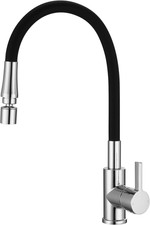 Peppermint Flexible Black & Chrome Kitchen Sink Mixer Tap with 360° Swivel