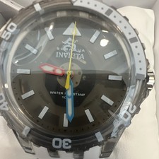 Invicta Subaqua Diver Quartz Analog 100m Black Dial White Silicone Strap Box