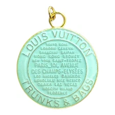LV ZIPPER PULL CHARM GOLD & Light Blue 25MM DOUBLE SIDED