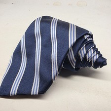 Brooks Brothers Mens Tie Silk Stripe Gray Blue Made In USA Classic 4x56 Office