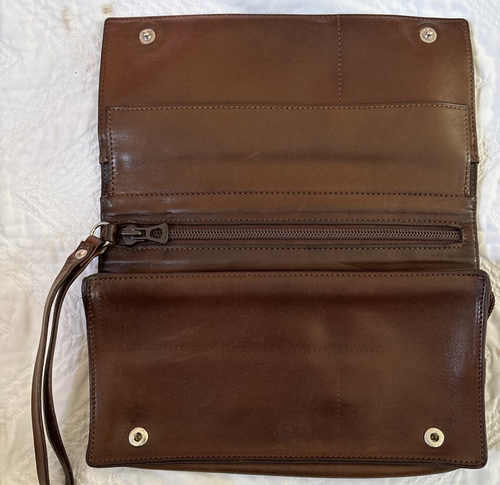 Longchamp Brown Leather Clutch/Wristlet Bag - Picture 2 of 9