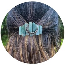 Crystal Boho Celtic Amazonite Mermaid Barrette Hair Clip for Long Hair Slide ...