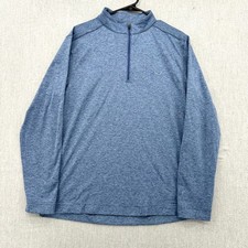 Greg Norman Pullover Mens Medium Blue Heathered 1/4 Zip Golf Performance Shark