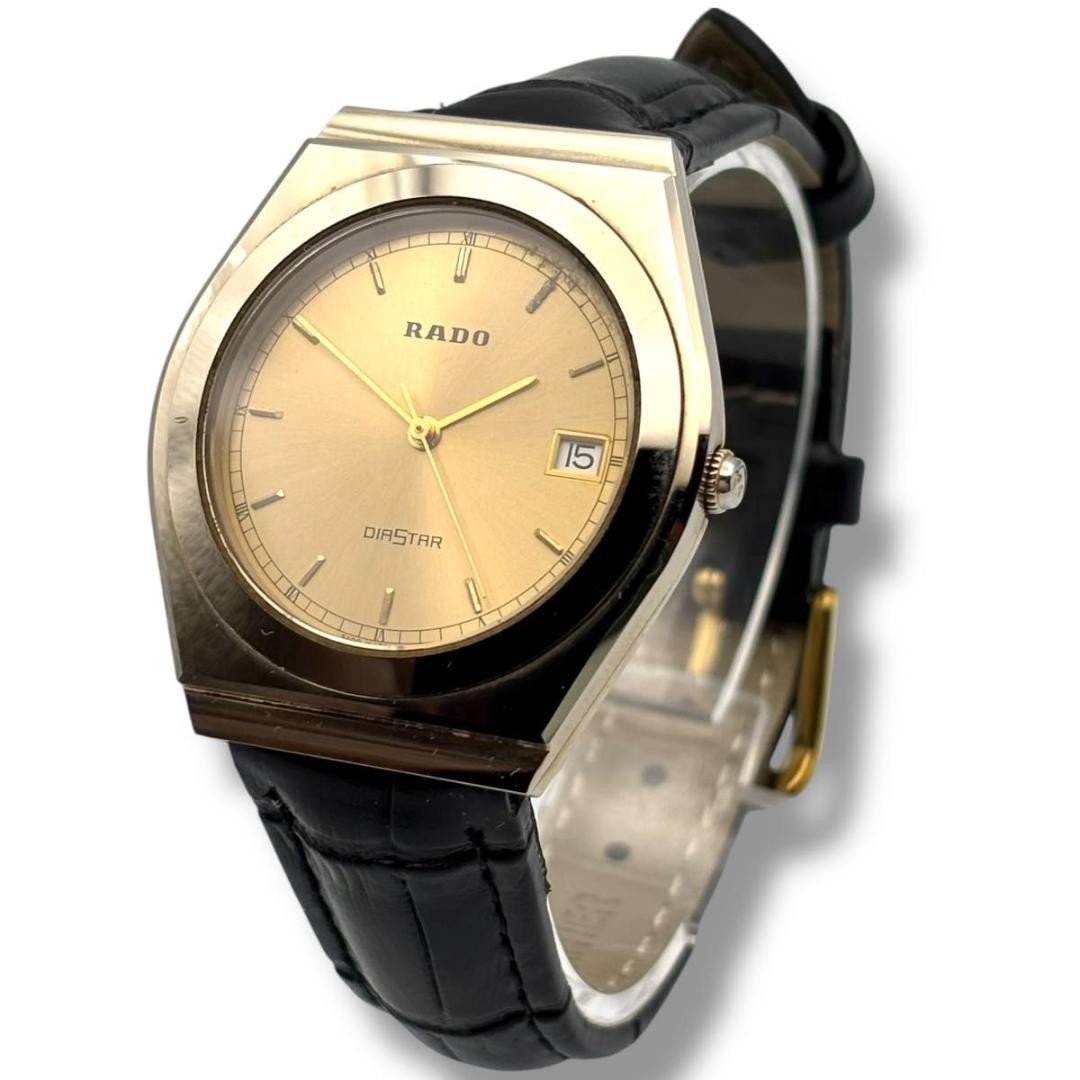 Operating Rado Men'S Watch Quartz Qz Gold Dial Date 3 Hands