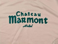 Chateau Marmont Sweatshirt Mens L Tan Hotel LA Logo 90s USA Sweater 47" Chest