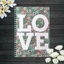 LOVE Floral Typography Spiral Notebook  Ruled Journal