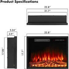 BOSSIN 23 inch Electric Fireplace Insert,Recessed Mounted
