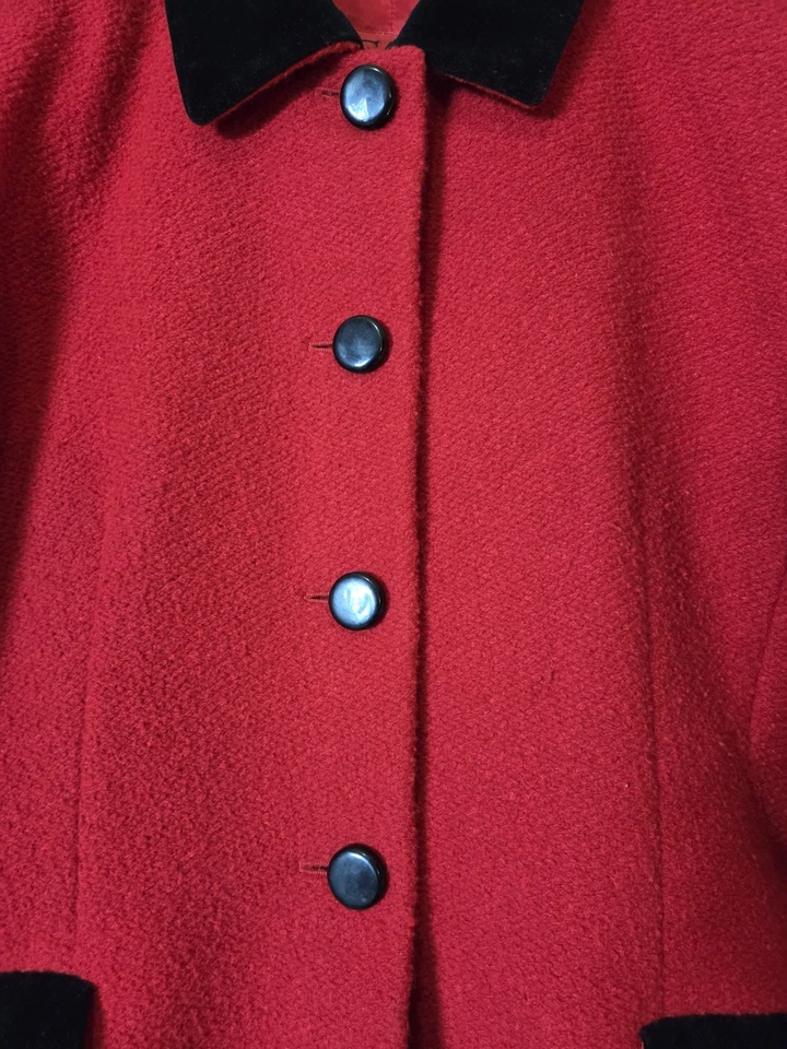 Blazer Rojo Escada By Margaretha Ley Lana Virgen Pura Talla Etiquetado 42 Foto 4 de 4