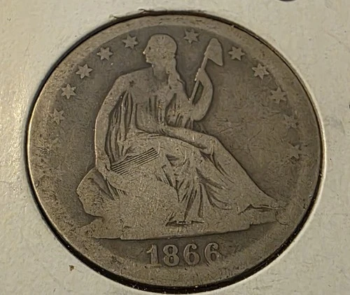 1866 S Seated Liberty Half Dollar No Motto