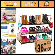 3-Tier Metal Shoe Rack - Sturdy Organizer for...
