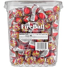 Wonka Atomic Fireball, Candy, Cinnamon Flavor, Individually Wrapped 64.8oz 240ct