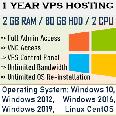 1 Jahr   Virtuelles Hosting für VPS-Server, Windows RDP, Windows...