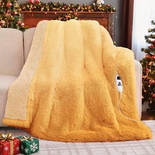 Heated Electric Blanket Twin–Faux Fur with Soft Thick Sherpa,Warm Winter Birt...
